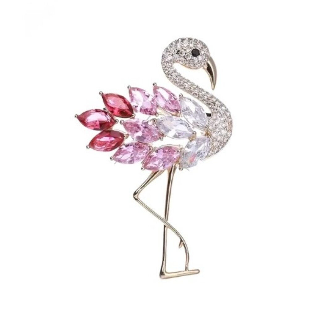 NWT - Pink Crystal Flamingo Brooch
